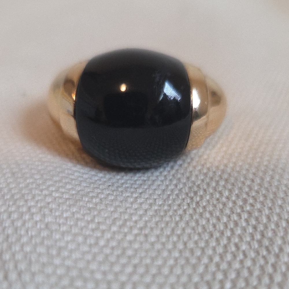 BaubleBar Black and Gold Statement Ring